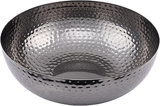 Creative Co-Op Round Hammered Metal Bowl, Oxidized Silver