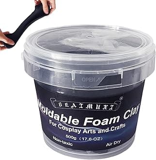 Foam Clay Cosplay Moldable Air Dry Foam Clay Craft 500g Black Lightweight Sculpting Foam for Costumes Sanding Cosplay (500g, Black)