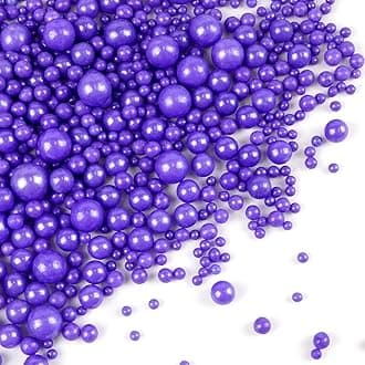 Purple Pearl Sprinkles for Cake Decorating, 150g/5.29oz Mix Size, Edible Pearl Candy, Baking Cake Decoration, Cupcake, Cookie, Valentine's Day, Holiday, Wedding Party Supplies