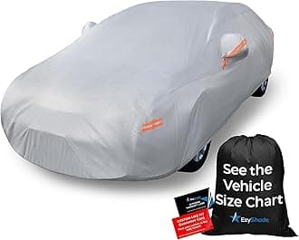 EzyShade 10-Layer Car Cover Waterproof All Weather See Vehicle Size-Chart for Accurate Fit Outdoor Full Exterior Covers for Automobiles Sedan Hatch SUV Rain Sun Protection - Reflective