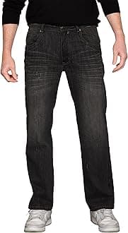 Level 7 Men's Relaxed Bootcut & Relaxed Straight Leg Denim Distressed Jeans with Zipper Pocket