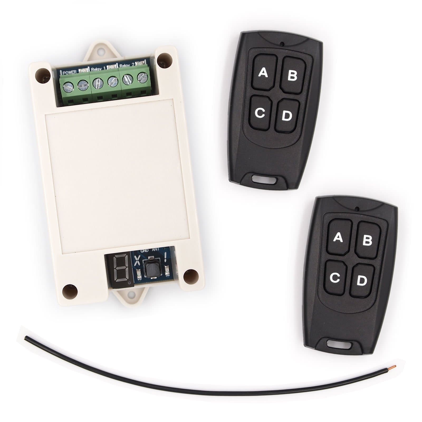 Solidremote Intelligent Wireless Relay Switch Receiver 2-Ch with 2 RF Remote Control, with Extended Range & Secure AES Encryption (KIT-2)