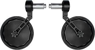 FENRIR Motorcycle Handlebar Bar End Mirror CNC Forged Aluminum Alloy Black Round foldable Anti-vibration Anti-glare Large field of view For Sport Naked Street Cruiser Scooter Heritage Roadster