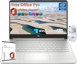 14 Inch Laptop Student Business, with Office Lifetime License & Windows 11 Pro, Intel Dual-Core N4120, 8GB RAM, 384GB Storage(128GB eMMC+256GB MSD), Ultra Light, Webcam, WiFi, Accessories