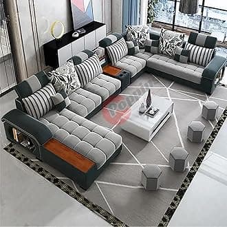 Sofa set furniture new L shape modern simple furniture set design large sofa sectional combination sofa (Green)