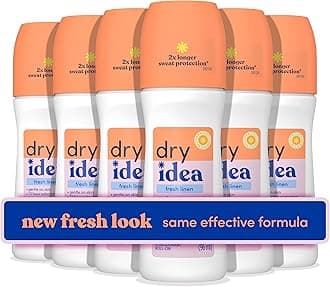 - Dry Idea Fresh Linen Roll On Deodorant & Antiperspirant for Women - Hypoallergenic for Sensitive Skin, 2X Longer Sweat Protection, 72Hr Odor Control, Womens Deodorant, 3.25oz (Pack of 6)