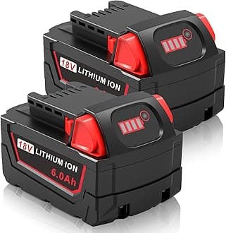 6.0Ah 18V Battery Replacement for Milwaukee 18v Battery 48-11-1850 48-11-1852 48-11-1850R 48-11-1840 48-11-1828 48-11-1820 Compatible with Milwaukee 18volt Batteries(2Pack)