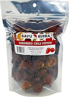 Savu Birra Gourmet Whole Dried Habanero Chile Peppers 1.5 Ounces