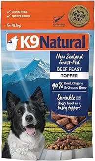 K9 Natural Beef Freeze Dried Dog Food, High-Meat Natural Complete Meal or Meal Toppers for Dogs, Grass-Fed Beef from New Zealand, Grain-Free, GMO-Free, Complete & Balanced Nutrition, 5oz