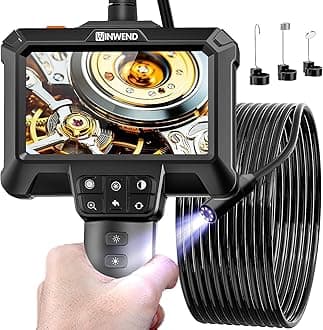 WINWEND Endoscope Camera with Light - IP67 Waterproof Borescope Camera with 8 Adjustable LED Lights | 4.3" LCD Screen Borescope | HD 1080P Inspection Cameras with 16.5ft Semi-Rigid Cord Tools for Men
