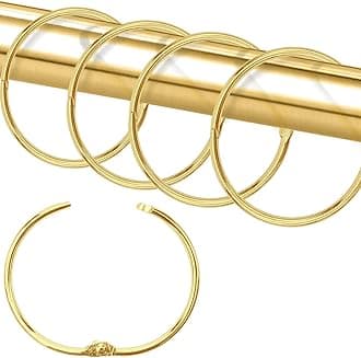 Shower Curtain Hooks Rings,24 Pcs Rustproof Metal Shower Hooks for Shower Curtain,Glide Smoothly Round Shower Rings for Curtain,Shower Curtain Rings for Bathroom Shower Rod,Snap Joint Design (Gold)