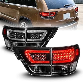 for 2011-2013 Jeep Grand Cherokee WK2 LED Tube Black Replacement Tail Lights Assembly Set - Passenger and Driver Side