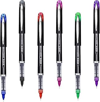 EYEYE 0.5mm Rollerball Pens 6 Assorted Colors, Extra Fine Point Needle Pen Quick Dry, Liquid Ink Pens Fine Point Smooth Writing Pen for Coloring, Journaling, Note Taking, Office, School Supplies