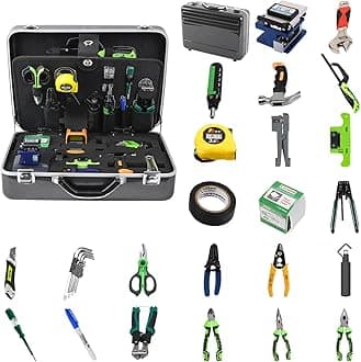 KOMSHINE Fiber Optic Tool Kit Fiber Optic FTTH Tool Kit TFS-40D,Fusion Splicing Tool kit,FTTH Assembly/Termination/Installation Tool Kit (TFS-40D with Cleaver, VFL and Power Meter)