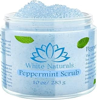 Pure Peppermint Scrub, Moisturizing and Exfoliating Face & Body Scrub, Organic Exfoliator, Fights Stretch Marks, Fine Lines and Wrinkles, Natural Shower Scrub