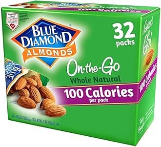 Blue Diamond Almonds Whole Natural Raw Snack Nuts, 100 Calorie Travel Bags, 32 count