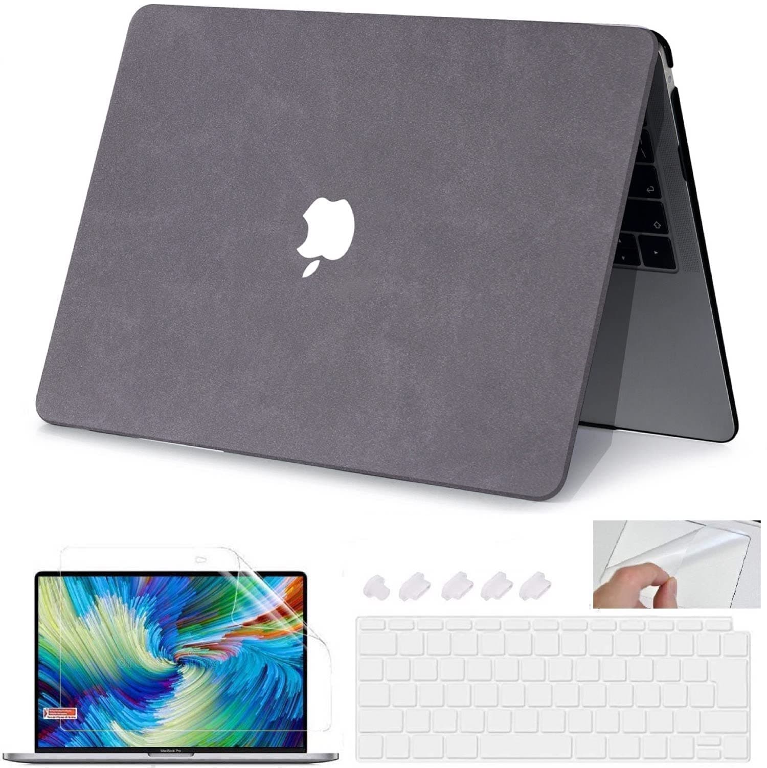 GIOIA BAZAAR Case for MacBook, PU Leather MATT Hard Shell Case Cover Compatible with Apple MacBook Pro 13 inch 2016 - 2020 A2338 M1 A2289 A2251 A2159 A1989 A1706 A1708, Dark Gray