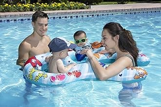 Mommy and Us Dual-Child Baby Pool Float for Two Kids, Infant and Toddler Swim Rider with Adult Ring Opening for Adult and Chidren to Float together (Ages 8–24 Months)