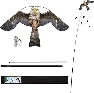 Bird Scarer Flying Kite Crops Farm Protector Bird Hawk Flying Kite with 4m Telescopic Pole