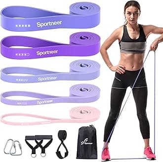 Resistance Bands for Working Out, Sportneer 5-130lb Exercise Bands 5 Levels Pull Up Bands with Handles & Door Anchor - Resistance Bands for Physical Therapy Stretching & Resistance Training
