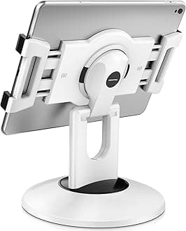 AboveTEK Retail Kiosk iPad Stand, 360° Rotating Commercial Tablet Stand, 6-13.5" iPad Mini Pro Business Tablet Holder, Swivel Design for Store POS Office Showcase Reception Kitchen Desktop (White)