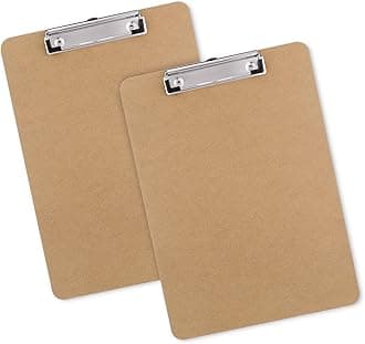 Wood Clipboards Set of 2, Letter Size Hardboard Clip Board 8.5x11 for Classroom, Students, Kid, A4 Standard Size 9" x 12.5" with Low Profile Clip, Office & School Supply