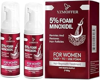 5% Minoxidil Foam for Women Hair Growth: Hair Regrowth Treatment for Women, Reduce Hair Thinning & Hair Loss, Nourish Scalp, Thicker & Fuller Hair, 2 x 60g (2-Month Supply)