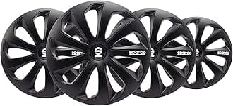 SparcoSPC1570BK Sicilia Wheel Covers, Black, Set of 4, 15"