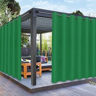 PureFit Outdoor Curtains for Patio Waterproof Weatherproof, UV and Fade Resistant Outside Curtains for Gazebo, Front Porch, Pergola, Sun Blocking Privacy Curtain, 100W x 108L inch, 1 Panel, Green