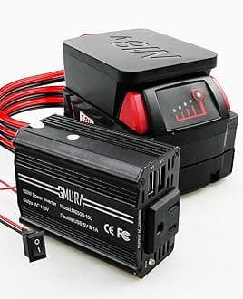 150W Portable Power Supply Inverter Fit for Milwaukee M18 18V Battery, DC 18V to AC 120V Powered Compact Cordless Inverter with Dual USB 5V 3.1A and 200 Lumens LED Light, Battery not Included