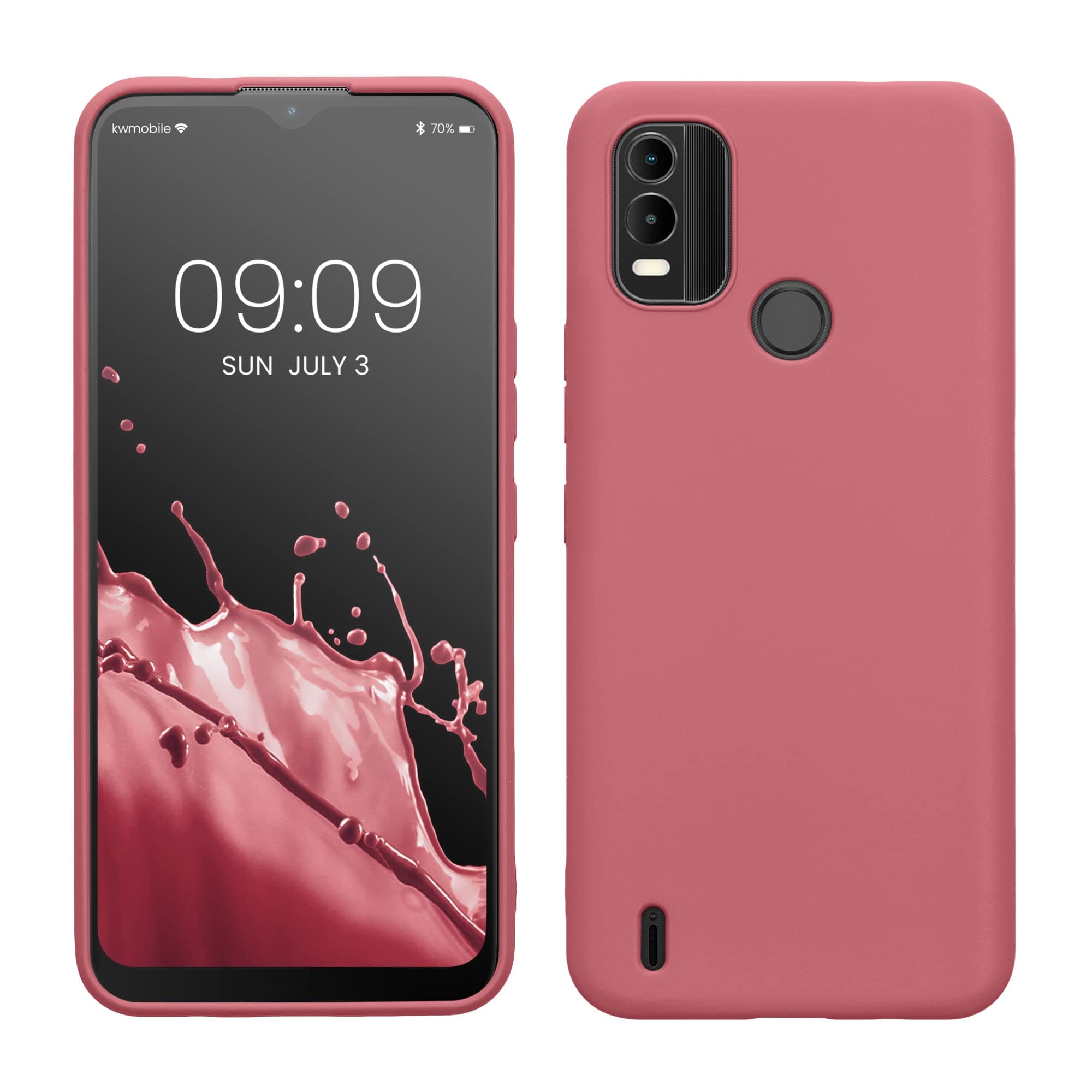 kwmobileCase Compatible with Nokia C21 Plus Case - Soft Slim Protective TPU Silicone Cover - Dark Rose