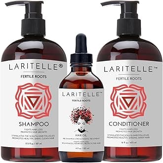 Organic Hair Growth Set | Fertile Roots Shampoo + Conditioner + Leave-In Treatment | Follicle Stimulating Rosemary, Ginger & Clove | Anti-Hair Loss, Strengthening, Nourishing | USA made