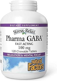 Natural Factors - Stress-Relax Pharma Gaba Fast Acting 120 Chewable Tablets 126562