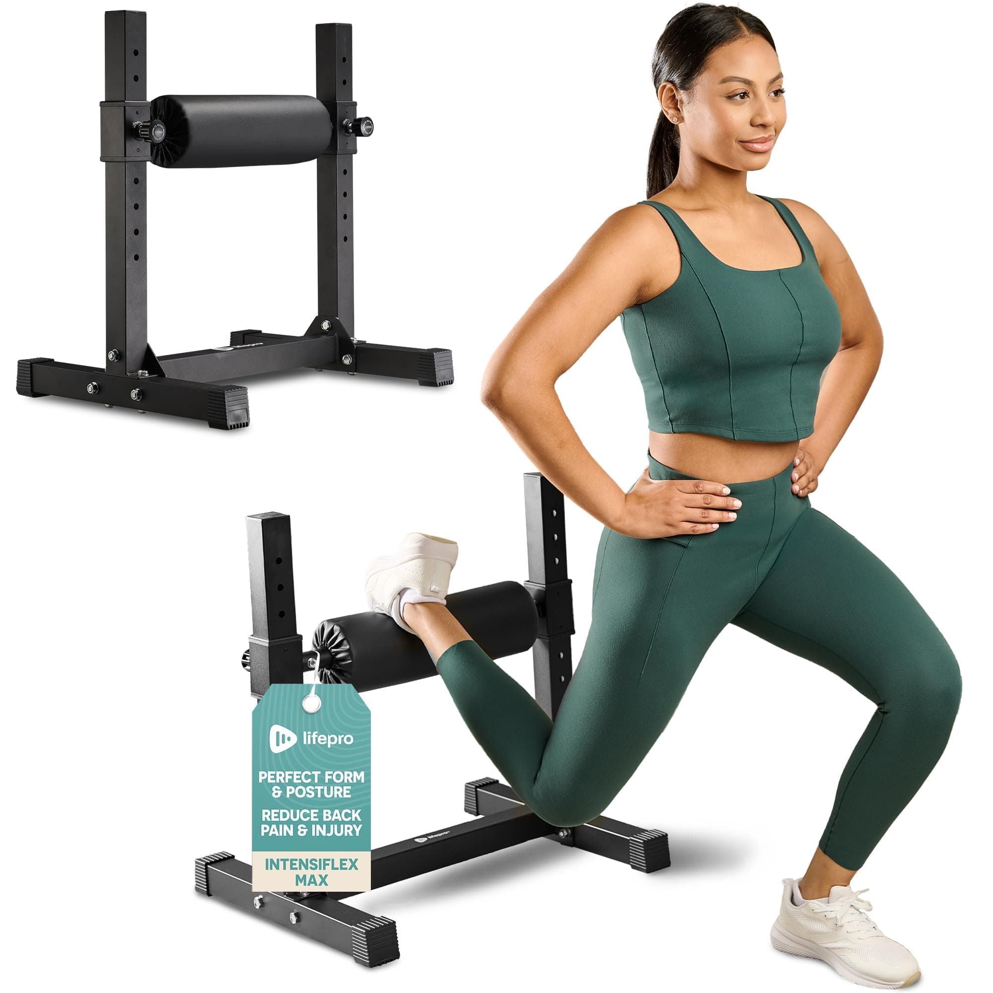 Lifepro Bulgarian Split Squat Stand – Adjustable Single Leg Squat Roller Stand for Split Squats & Lunges – Intensiflex Max 330lb Capacity and 7 Height Levels Padded Foam Roller for Home Gym & Leg Training