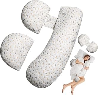 Pregnancy Pillow for Sleeping, Maternity Pillow Support for HIPS, Backs, Legs, Maternity Pillow with Detachable and Adjustable Pillow Cover