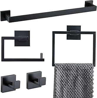 YACVCL 5 Pieces Black Bathroom Accessorie Set 23.6 Inch Towel Bar Set,SUS304Stainless Steel Bathroom Hardware Set,Wall Mounted Towel Holder Set for Bathroom