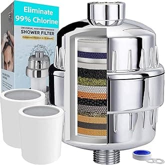 Shower Filter for Hard Water with Vitamin C – Removes Chlorine, Fluoride & Heavy Metals – Universal Shower Head Filter for Skin & Hair