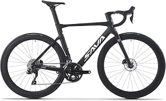 SAVADECK Carbon Road Bike, Lightweight 24-Speed Shifting Road Bicycle with Shimano 105 Di2 7170 Groupset, Carbon Frame with 700C Carbon Wheelset Disc Brake, Integrated Design Race Bikes for Adults