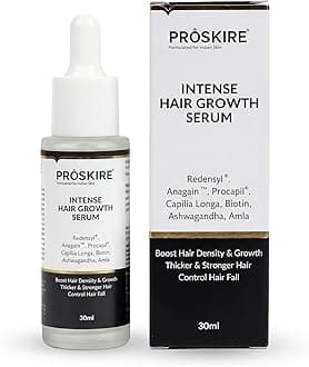 Proskire Intense Hair Growth Serum with Redensyl, Procapil, Anagain, Biotin & Ashwagandha | Boosts Hair Density & Thickness | Controls Hair Fall & Strengthens Roots | For Men & Women - 30ml