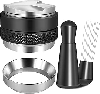 51mm Espresso Accessories Kit, Coffee Distributor and Tamper Leveler, WDT Tool and Dosing Funnel Set Fits Delonghi 51 mm Espresso Machines and Portafilters