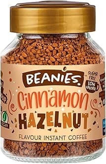 Beanies Flavour Instant Coffee - Cinnamon Hazelnut Instant Flavored Coffee - An Indulgent Sugar Free Taste Explosion - Low Calorie - Vegan & Gluten Free - Wheat & Dairy Free, 50g jar