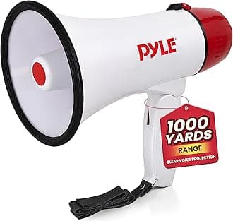 PYLE PYLE Pyle Compact & Portable With Siren Alarm Mode Adjustable Volume Control, 20 Watt Megaphone Speaker, White, S