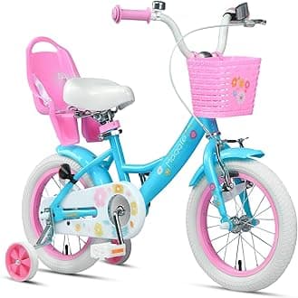 Glerc Maggie Girls Bike, 12-20 Inch Kids Bike for 2-13 Years Old Children, Princess Style Kids Bicycle with Doll-Seat & Basket & Training Wheels, Multiple Colors