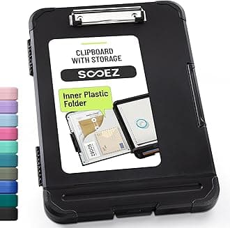 Sooez Reinforced Clipboard with Storage, Inner Plastic Folder Attached