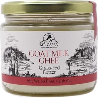 MT. CAPRA SINCE 1928 Goat Milk Ghee by | Grass Fed Clarified Butter High in MCT Oil Perfect for Bulletproof Coffee, Keto, Paleo, and Whole 30 Diets | Pastured, Unsalted and Lactose Free | (10 fl oz)