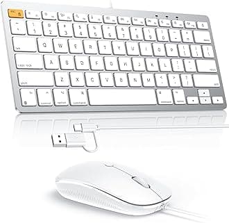 OMOTON Wired Keyboard and Mouse Compatible with Mac, with Dual Interface (Type-C and USB) Keyboard Compatible with MacBook Pro/Air, iMac, Mac mini/Pro Laptop