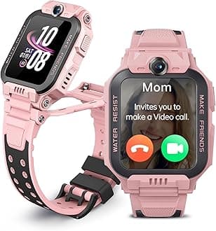 Kids Watch Phone Z7 [4G Cellular + GPS + Health], 4G Smartwatch, HD Video & Voice Call, GPS Enabled with 14 Days Historical Track, Kids Emotion Detector, HeartRate, Body Temp., SPO2 (Pink)