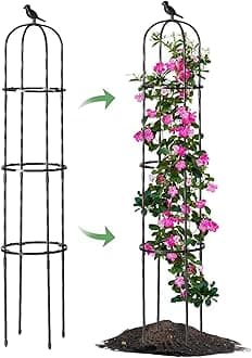 HASTHIP® 120CM Trellis for Climbing Plants, Adjustable Connectable Round Support Sticks for Clematis, Roses, Tomatoes, Ivy - Plastic Climber Support
