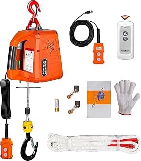 3 in 1 Electric Hoist Winch - 2200LBS 38FT 110V Manual, Wired and Wireless Remote Control for Factories, Warehouses, Garages, Etc