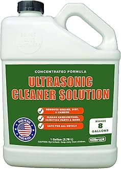 Tillbrook Ultrasonic Cleaner Solution - Makes 8 Gallons Concentrated Ultrasonic Carburetor Cleaner - 128 oz Cleaning Solution for Automotive Parts - Safe for All Metals - Removes Grease & Dirt